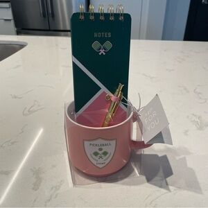 Pickelball mug pen notepad gift set